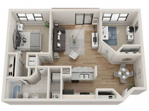 a 1 bedroom192 sq ft floor plan